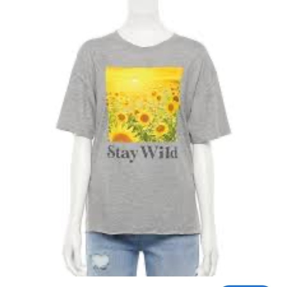 Awake Gray Graphic T-Shirt with Crew Neck and Short Sleeves - Picture 1 of 5